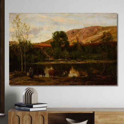 Paesaggio Stagno Charles François Daubigny cfd60 quadro stampato su tela