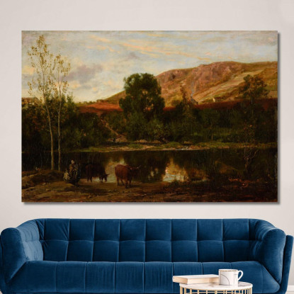 Paesaggio Stagno Charles François Daubigny cfd60 quadro stampato su tela