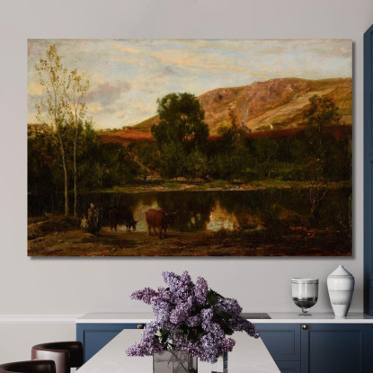 Paesaggio Stagno Charles François Daubigny cfd60 quadro stampato su tela