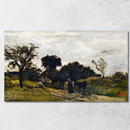 Contadina Su Un Sentiero Charles François Daubigny cfd63 quadro stampato su tela
