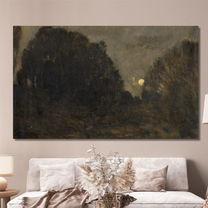 Luna Nascente A Barbizon Charles François Daubigny cfd66 quadro stampato su tela