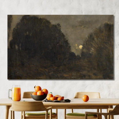 Luna Nascente A Barbizon Charles François Daubigny cfd66 quadro stampato su tela
