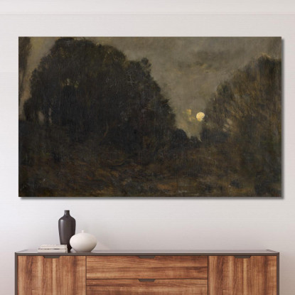 Luna Nascente A Barbizon Charles François Daubigny cfd66 quadro stampato su tela