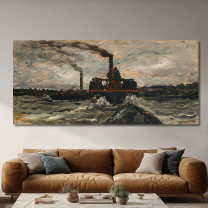 Barca Fluviale Charles François Daubigny cfd67 quadro stampato su tela