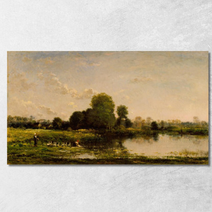 Riva Del Fiume Con Volatili Charles François Daubigny cfd69 quadro stampato su tela