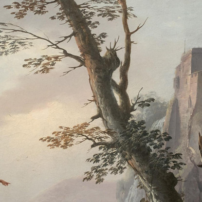 Soldati E Pescatori In Un Paesaggio Con Cascata Charles François Daubigny cfd74 quadro stampato su tela