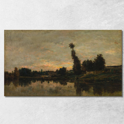 Tramonto Sul Fiume Oise Charles François Daubigny cfd76 quadro stampato su tela