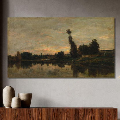 Tramonto Sul Fiume Oise Charles François Daubigny cfd76 quadro stampato su tela