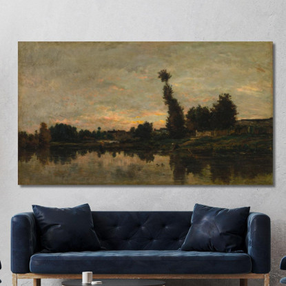 Tramonto Sul Fiume Oise Charles François Daubigny cfd76 quadro stampato su tela