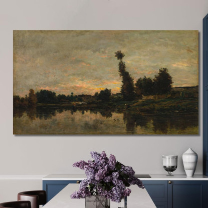 Tramonto Sul Fiume Oise Charles François Daubigny cfd76 quadro stampato su tela