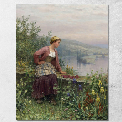 Ragazza Bretone Che Osserva Un Ruscello Daniel Ridgway Knight drk4 quadro stampato su tela