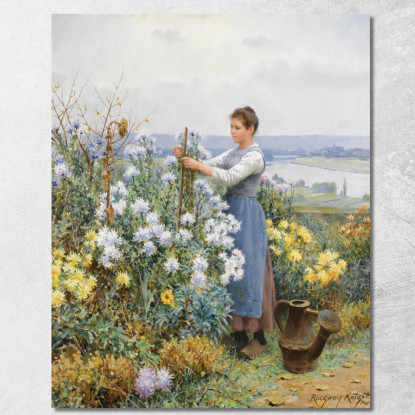 Crisantemi Daniel Ridgway Knight drk6 quadro stampato su tela