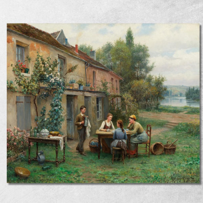 Caffè In Giardino Daniel Ridgway Knight drk7 quadro stampato su tela