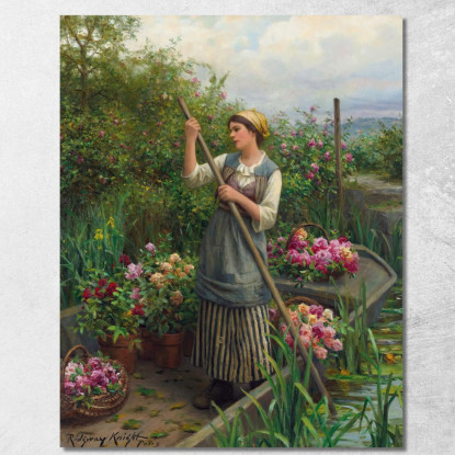 Raccolta Di Fiori Lungo Il Fiume Daniel Ridgway Knight drk9 quadro stampato su tela
