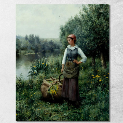 Ragazza Presso Un Ruscello Nelle Fiandre Daniel Ridgway Knight drk10 quadro stampato su tela