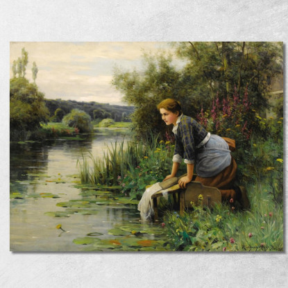 Lavandaia Sulla Riva Dell'Acqua Daniel Ridgway Knight drk15 quadro stampato su tela