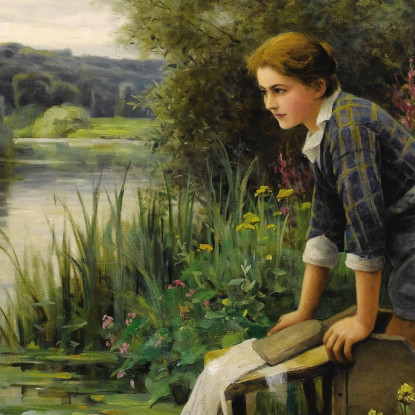Lavandaia Sulla Riva Dell'Acqua Daniel Ridgway Knight drk15 quadro stampato su tela