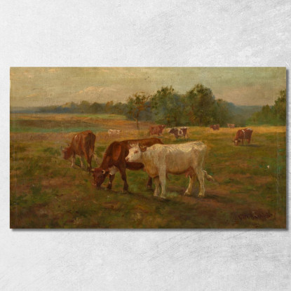 Mucche Edward Mitchell Bannister emb5 quadro stampato su tela