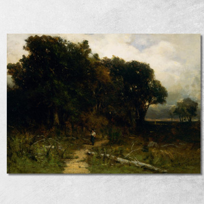 Paesaggio Boscaiolo Sul Sentiero Edward Mitchell Bannister emb57 quadro stampato su tela