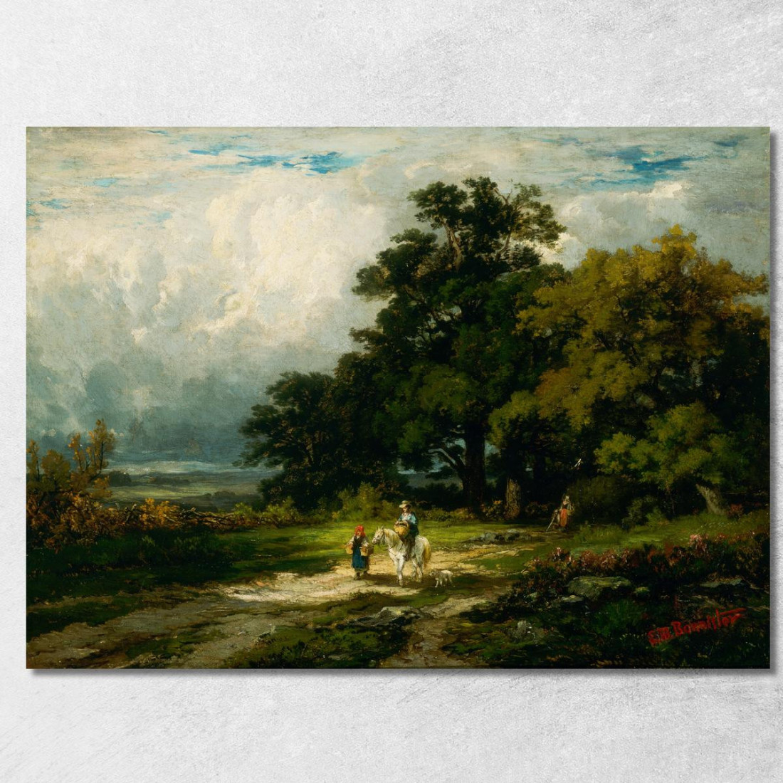 Uomo A Cavallo Con Donna E Cane Edward Mitchell Bannister emb58 quadro stampato su tela