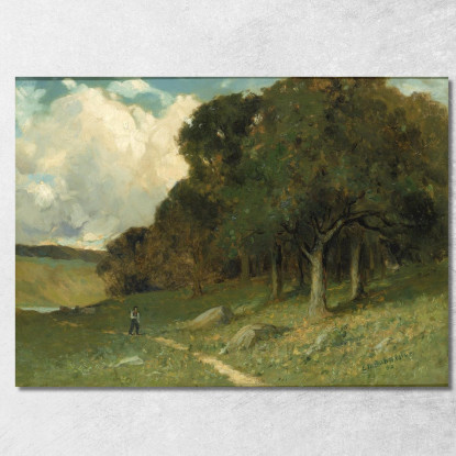 Uomo Sul Sentiero Con Alberi Sullo Sfondo Edward Mitchell Bannister emb60 quadro stampato su tela
