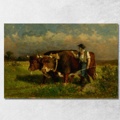 Uomo Con Due Buoi Edward Mitchell Bannister emb62 quadro stampato su tela