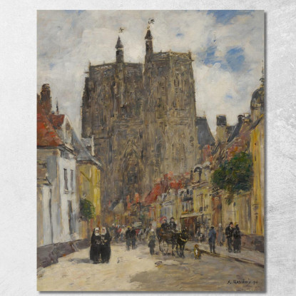 Abbeville Via E Chiesa Di Saint-Vulfran Eugène Boudin ebd2 quadro stampato su tela