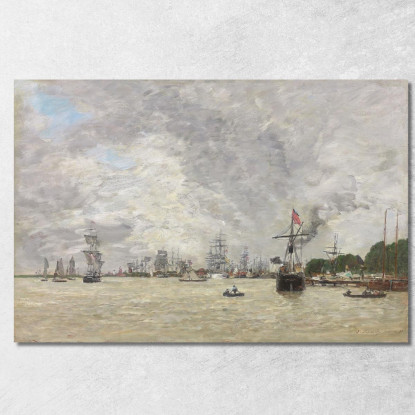 Anversa Barche Sull'Escaut Eugène Boudin ebd5 quadro stampato su tela