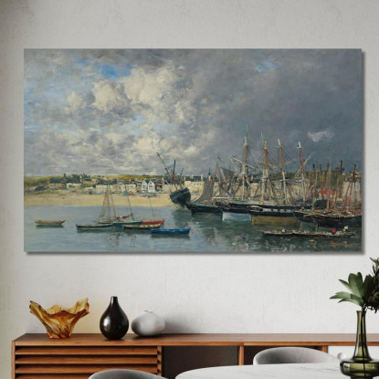 Barche All’Ancora Nel Porto Di Portrieux Eugène Boudin ebd8 quadro stampato su tela