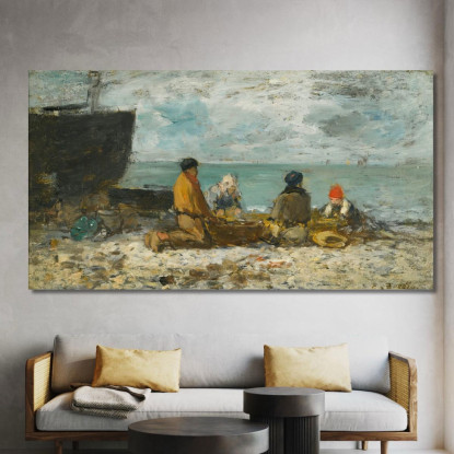 Berck La Spiaggia Eugène Boudin ebd15 quadro stampato su tela