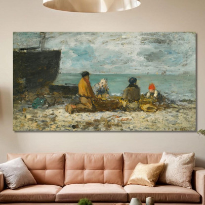 Berck La Spiaggia Eugène Boudin ebd15 quadro stampato su tela