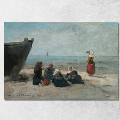 Berck Pescatrici In Attesa Del Ritorno Delle Barche Eugène Boudin ebd17 quadro stampato su tela