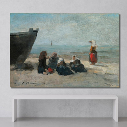 Berck Pescatrici In Attesa Del Ritorno Delle Barche Eugène Boudin ebd17 quadro stampato su tela