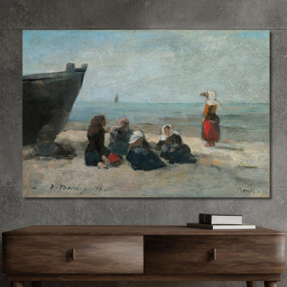 Berck Pescatrici In Attesa Del Ritorno Delle Barche Eugène Boudin ebd17 quadro stampato su tela
