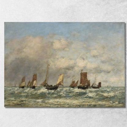 Berck La Partenza Delle Barche Eugène Boudin ebd18 quadro stampato su tela