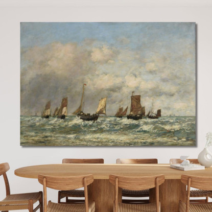 Berck La Partenza Delle Barche Eugène Boudin ebd18 quadro stampato su tela