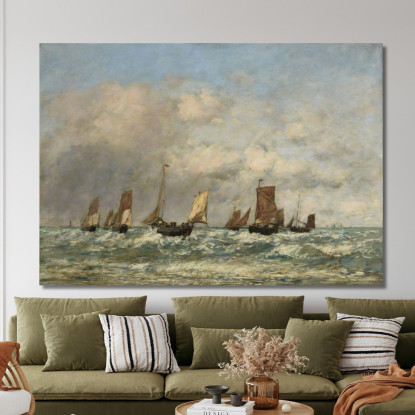 Berck La Partenza Delle Barche Eugène Boudin ebd18 quadro stampato su tela