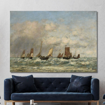Berck La Partenza Delle Barche Eugène Boudin ebd18 quadro stampato su tela