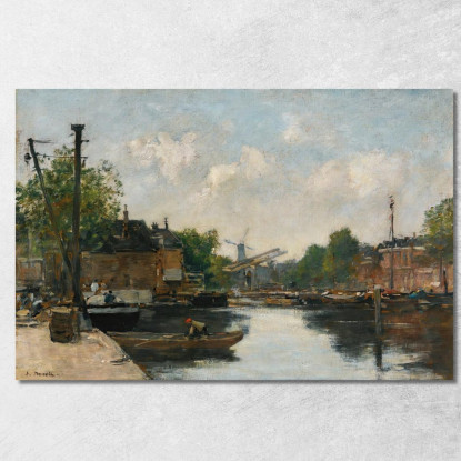 Canale A Rotterdam Eugène Boudin ebd24 quadro stampato su tela