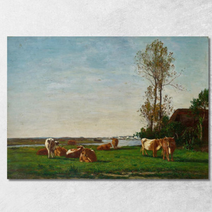 Casolare E Pascolo Sulle Rive Della Touques Eugène Boudin ebd26 quadro stampato su tela