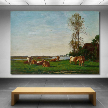 Casolare E Pascolo Sulle Rive Della Touques Eugène Boudin ebd26 quadro stampato su tela