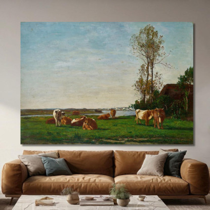 Casolare E Pascolo Sulle Rive Della Touques Eugène Boudin ebd26 quadro stampato su tela
