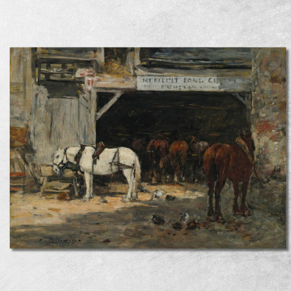 Cortile E Scuderia Di Un Noleggiatore Eugène Boudin ebd32 quadro stampato su tela