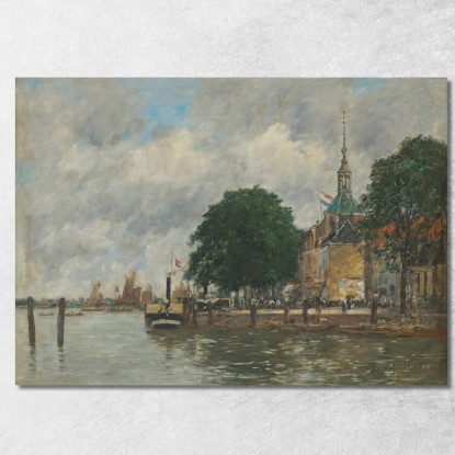 Dordrecht Un Molo Del Porto Eugène Boudin ebd38 quadro stampato su tela