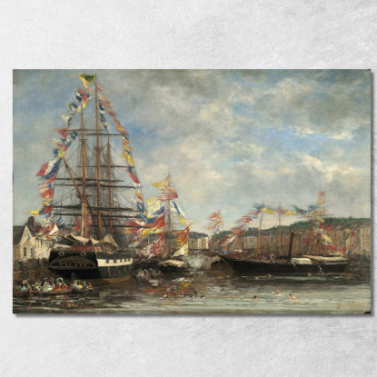 Festa Nel Porto Di Honfleur Eugène Boudin ebd46 quadro stampato su tela