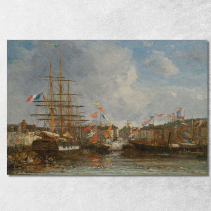 Festa Nel Bacino Di Honfleur Eugène Boudin ebd52 quadro stampato su tela