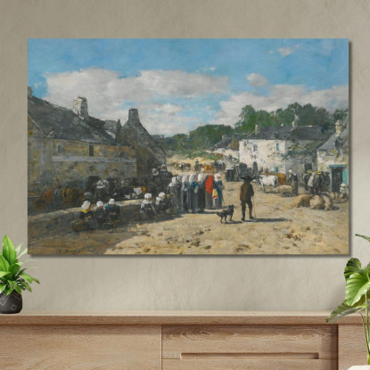 Giorno Di Fiera In Bretagna Eugène Boudin ebd57 quadro stampato su tela