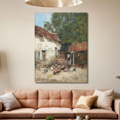 Il Beccare Delle Galline Eugène Boudin ebd61 quadro stampato su tela