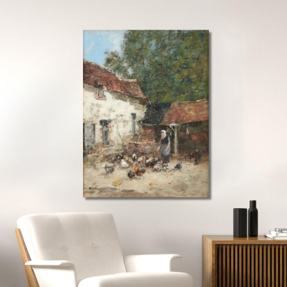 Il Beccare Delle Galline Eugène Boudin ebd61 quadro stampato su tela