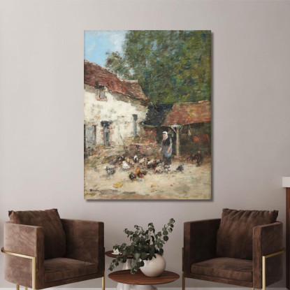 Il Beccare Delle Galline Eugène Boudin ebd61 quadro stampato su tela